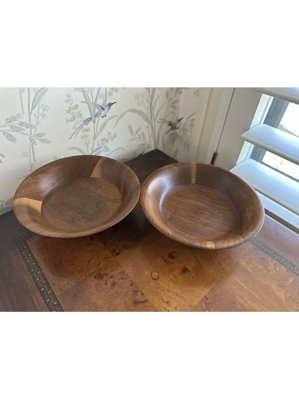 Pair Vintage MCM Kustom Kraft Solid Black Walnut Wood Individual Salad Bowls